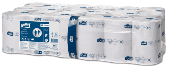 Tork Bezdutinkový toaletní papír Tork Mid-Size Advanced 2vrstvy bílý T7 - 36ks