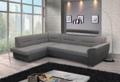 Nejlevnější nábytek Rohová sedačka WILUNA se záhlavníkem, levá, látka světle šedá/tmavě šedá