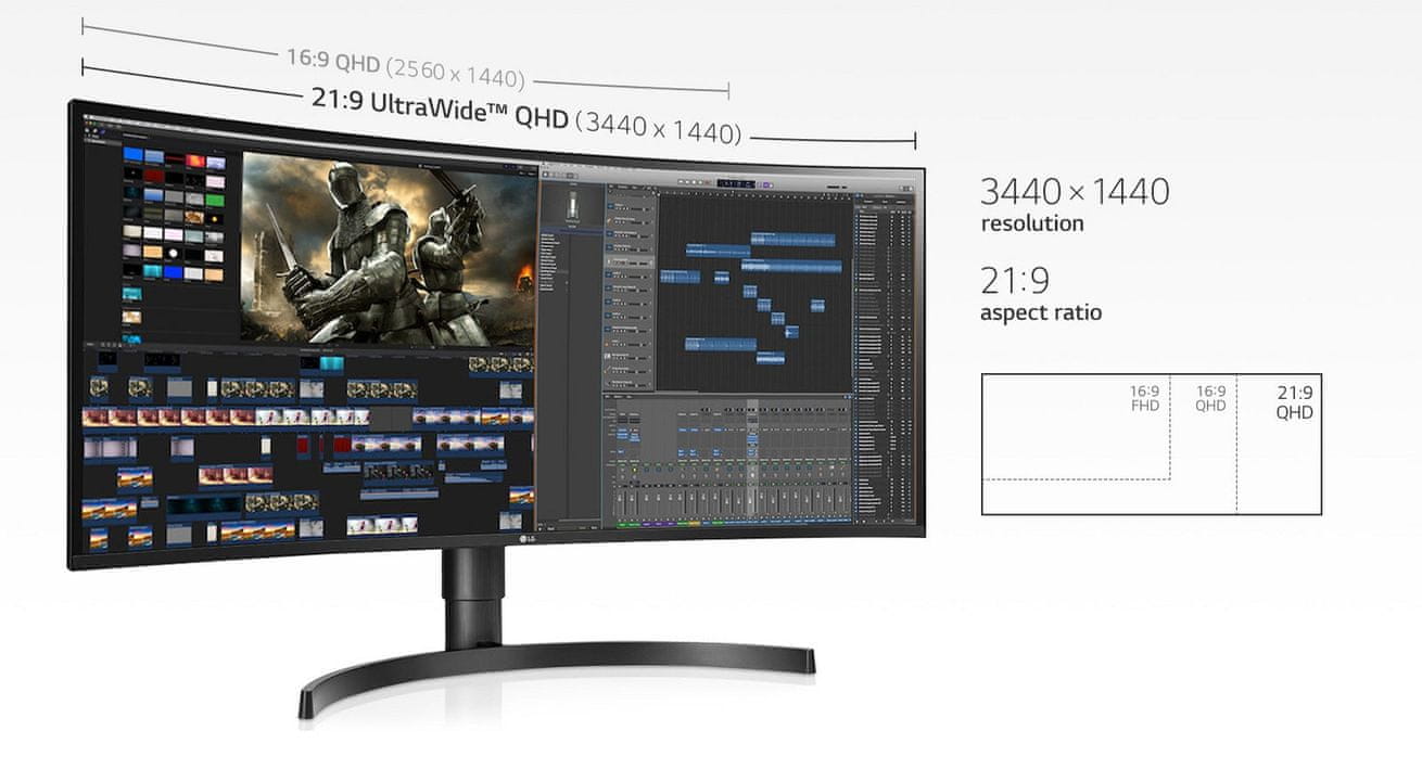 gaming monitor LG 34WL85C (34WL85C-B.AEU) PbP 3440 × 1440 IPS