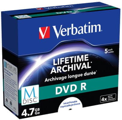DVD-R Verbatim, vysoká kapacita, optické disky, dlouhá životnost