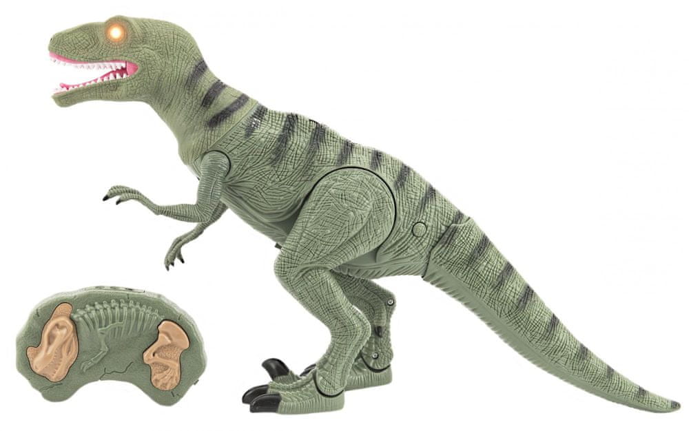 Teddies Dinosaurus chodící IC velociraptor 50 cm se zvuky a světly zelený