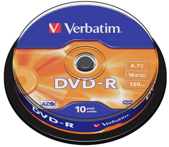 Verbatim DVD-R AZO 4,7GB, 16× spindle 10 ks 43523
