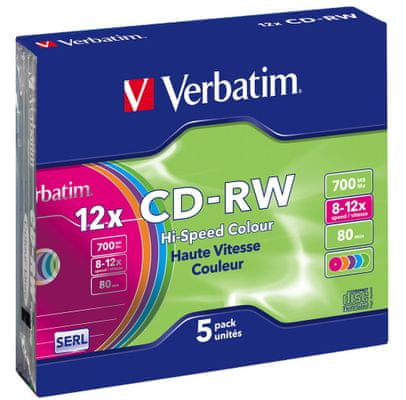CD-R Verbatim, optické disky, dlouhá životnost, přepisovatelná, barevná