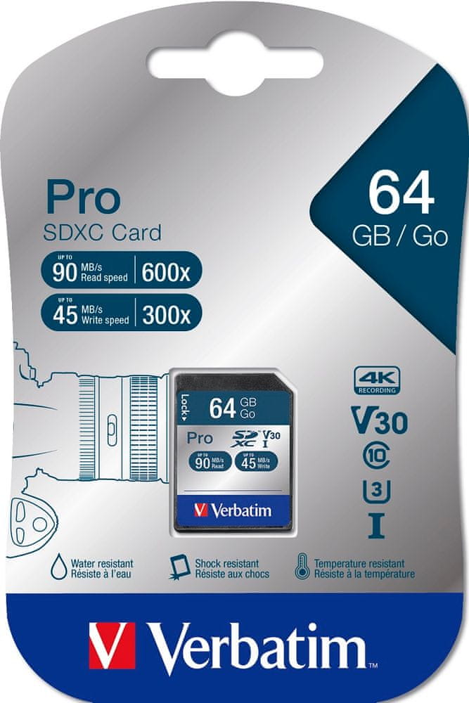 Levně Verbatim Pro SDXC 64GB UHS-I V30 U3 (47022)