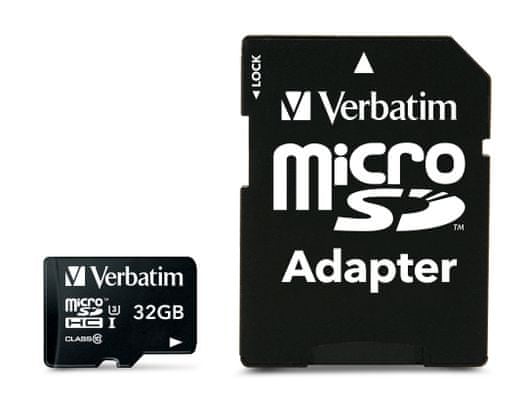 Paměťová karta Verbatim Pro microSDHC SDHC adaptér, vysoká kapacita