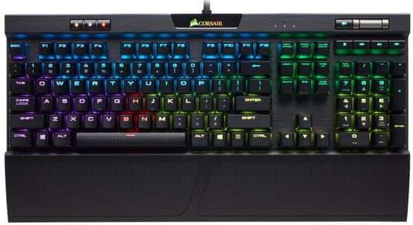 Herní mechanická klávesnice Corsair K70 RGB MK.2, Cherry MX Red, US rychlá odezva anti-ghosting multi-key rollover podsvícení ergonomická software programovatelná, herní makra