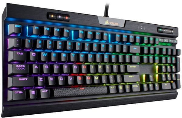 Herní mechanická klávesnice Corsair K70 RGB MK.2, Cherry MX Red, US, anti-ghosting, full-key rollover, LED podsvícení, USB pass-through port, ergonomická, texturované klávesy