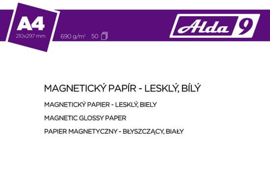 Alda9 Magnetický papír A4, 690g/m2, premium lesklý, bílý, 50 listů
