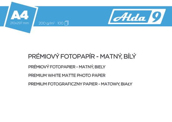Alda9 Fotopapír A4 200 g/m2, premium matný, bílý, 100 listů