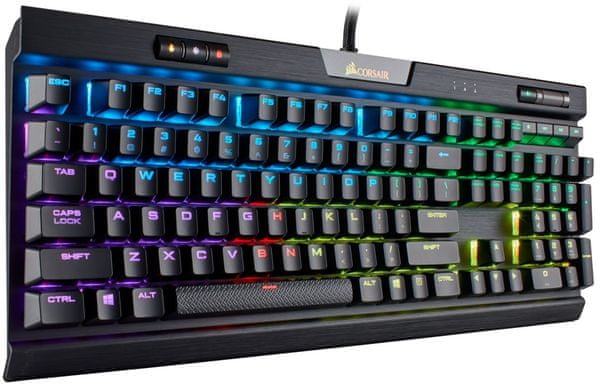 Herní mechanická klávesnice Corsair K70 RGB MK.2, Cherry MX Silent Red, US, anti-ghosting, full-key rollover, multimediální klávesy, tichá, pohodlná