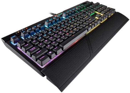 Herní mechanická klávesnice Corsair Strafe RGB MK.2, Cherry MX Silent Red, US, anti-ghosting, full-key rollover, multimediální klávesy, tichá, pohodlná