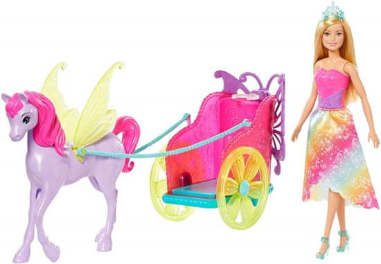 Mattel Barbie Princezna v kočáru a pohádkový kůň
