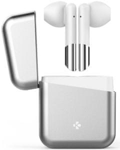 půvabná Bluetooth 5.0 bezdrátová sluchátka mykronoz zebuds premium dosah 10 m čistý zvuk ipx4 voděodolná hlasové ovládání handsfree hd mikrofon eliminace ruchů 4h výdrž nabíjecí pouzdro pro 4 plná nabití pohodlná ergonomický design