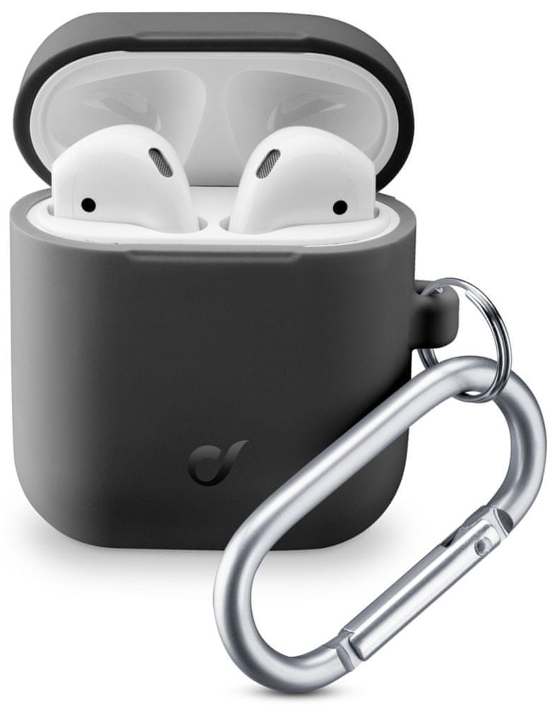 Levně CellularLine Ochranný kryt s karabinou Bounce pro Apple AirPods 1 & 2 BOUNCEAIRPODSK, černý