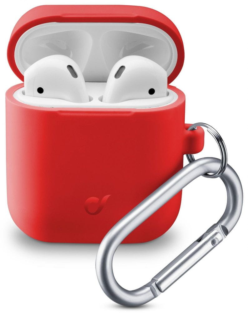 CellularLine Ochranný kryt s karabinou Bounce pro Apple AirPods 1 & 2 BOUNCEAIRPODSR, červený