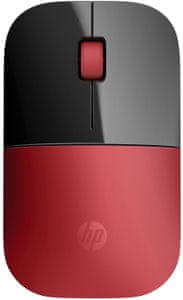 HP, červená, bezdrátová, optický senzor, moderní design, univerzální ergonomie