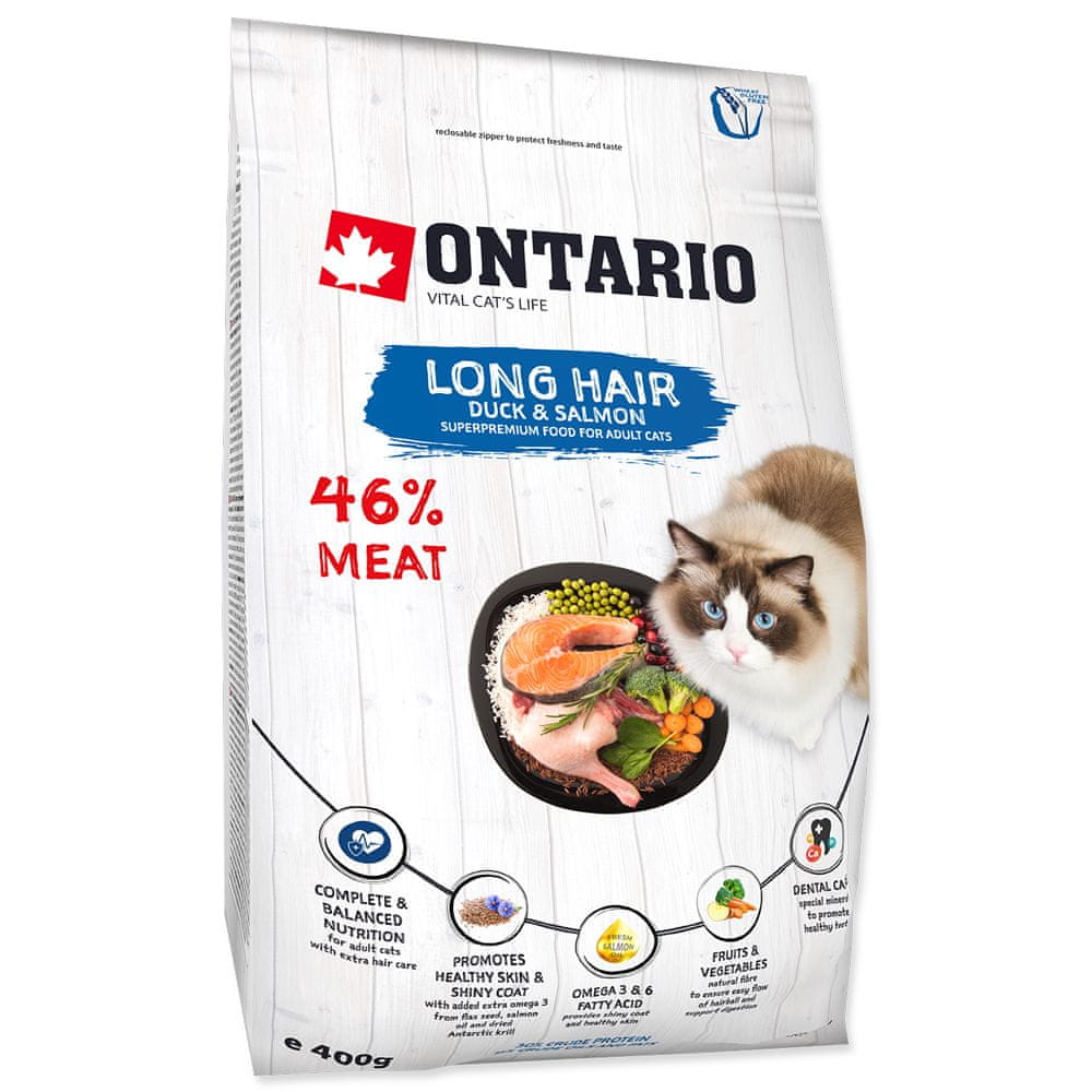 Levně Ontario Cat Longhair 0,4 kg