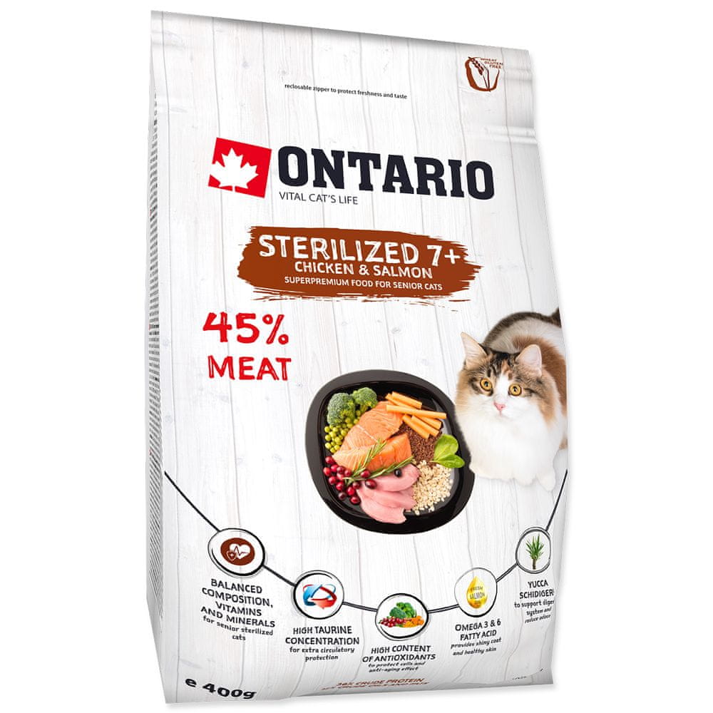 Levně Ontario Cat Sterilised 7+ 0,4 kg
