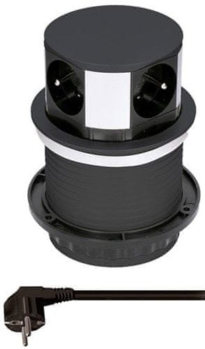 Solight Prodlužovací přívod, 4 z., 1,5 m PP100-B, černý - rozbaleno