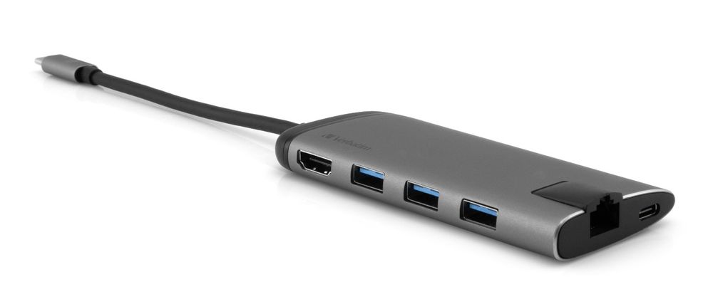 Levně Verbatim Víceportový rozbočovač USB-C, USB 3.1 GEN 1 / 3× USB 3.0 / HDMI / SDHC / MicroSDHC / RJ45 (49142)