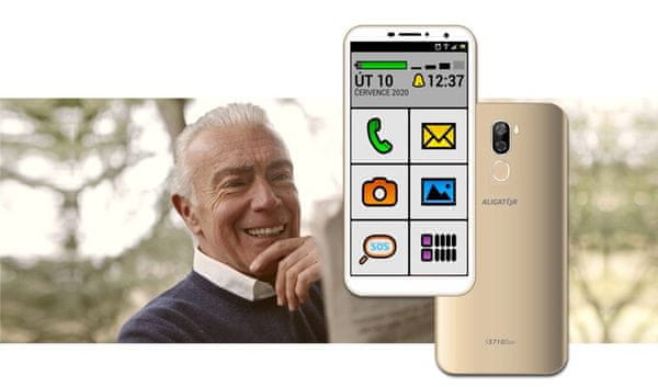 Aligator S5710 Senior, velké ikony, jednoduché a přehledné ovládání, chytrý telefon pro seniory, slabozraké