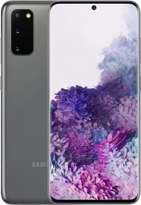 Samsung Galaxy S20, dynamic amoled displej 120 Hz, HDR10+, Exynos 990, trojitý ultraširokoúhlý fotoaparát, teleobjektiv, rychlé nabíjení, rychlé bezdrátové nabíjení, reverzní dobíjení, ultrasonická čtečka otisků prstů v displeji