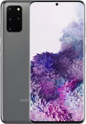 Samsung Galaxy S20+, dynamic amoled displej 120 Hz, HDR10+, Exynos 990, čtyřnásobný ultraširokoúhlý fotoaparát, 3D TOF kamera, teleobjektiv, rychlé nabíjení, rychlé bezdrátové nabíjení, reverzní dobíjení, ultrasonická čtečka otisků prstů v displeji, velká kapacita baterie
