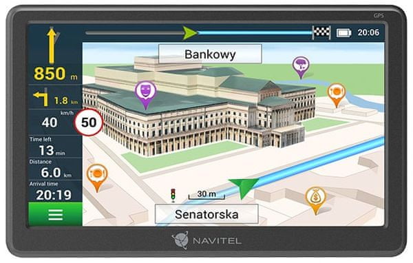 Automobilová GPS navigace Navitel E707 Magnetic, mapa Evropy, Ruska, Ukrajiny, Běloruska, Kazachstánu, doživotní aktualizace, do auta, magnetický držák, velký displej, 7 palců, bezdrátové nabíjení