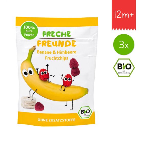 Freche Freunde BIO Ovocné chipsy - Banán a malina 3x16g