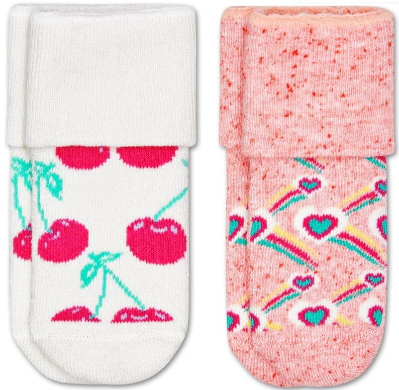 Happy Socks dívčí ponožky 2-Pack Cherry Terry Socks 0-6 měsíců