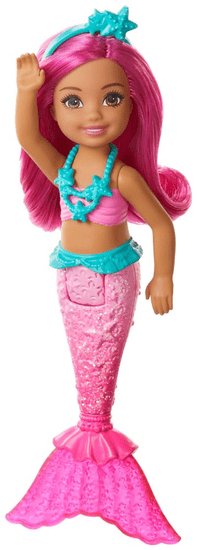 Mattel Barbie Chelsea mořská panna růžové vlasy
