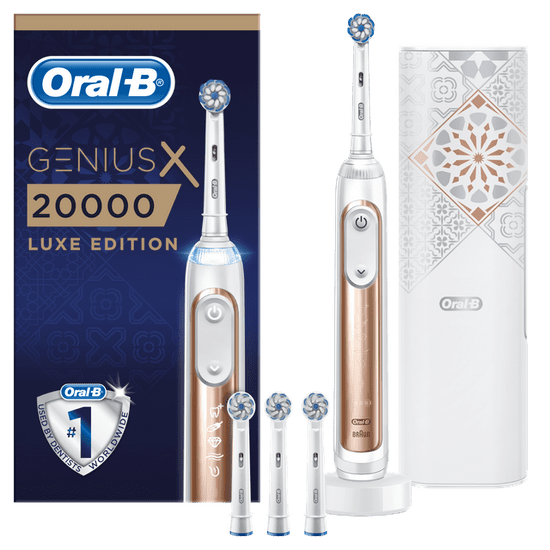 Oral-B elektrický zubní kartáček Genius X 20000 Rose Gold Sensitive Luxe edition