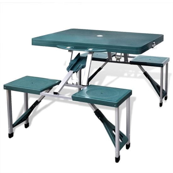 Vidaxl Skládací kempingový set stůl a 4 stoličky, hliník, extra lehký, zelený