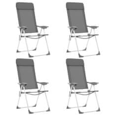 Greatstore Skládací kempingové židle 4 ks šedé hliníkové