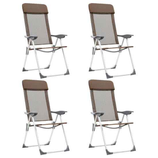 shumee Skládací kempingové židle 4 ks hnědé hliníkové