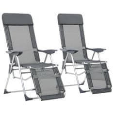 Greatstore Skládací kempingové židle s podnožkou hliníkové 2 kusy šedé
