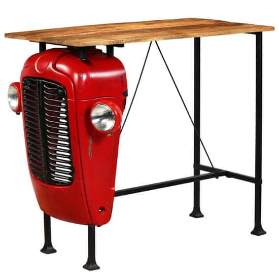 Greatstore Barový stůl Traktor z mangovníkového dřeva červený 60x120x107cm