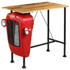 Greatstore Barový stůl Traktor z mangovníkového dřeva červený 60x120x107cm