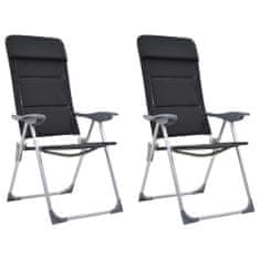 shumee VidaXL kempingové židle 2 ks 58x69x111 cm hliníková černá