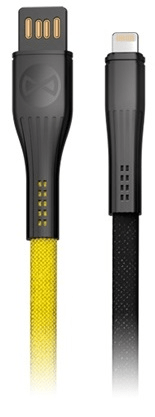 Forever Datový kabel Core Lightning, 1 m, 3 A, textilní plochý žlutý/černý GSM093552