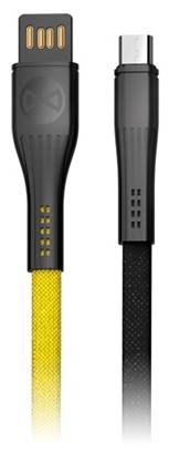 Forever Datový kabel Core microUSB, 1 m, 3 A, textilní plochý žlutý/černý GSM093551
