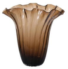 Shishi Skleněná váza s okrasným lemem, hnědá 37 cm 