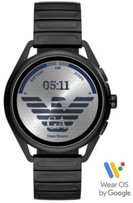 Chytré hodinky Armani Gen5 Matteo, měření tepu, NFC, bezkontaktní platby, volání, telefonování, hudební přehrávač, Spotify, Google Pay, vodotěsné, GPS, notifikace