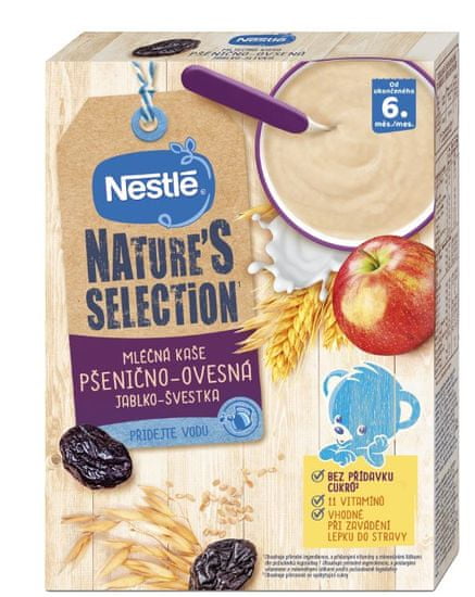 Nestlé NATURE’S SELECTION mléčná obilná kaše, Jablko-švestka, 250 g