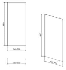 CERSANIT Sprchová pevná boční stěna moduo 80x195, čiré sklo (S162-007)