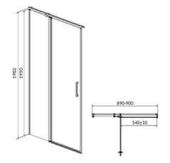 CERSANIT Kyvné dveře s pevným polem moduo 90x195, levé, čiré sklo (S162-005)