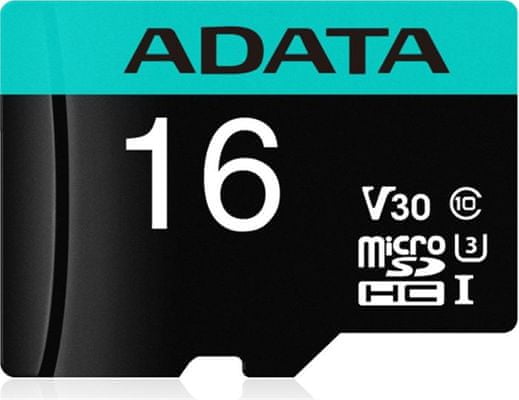 Paměťová karta Adata MicroSDHC 16GB U3 V30S + adaptér (AUSDH16GUI3V30SA2-RA1) adaptér, vysoká kapacita