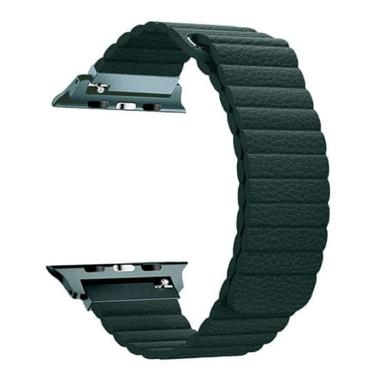 BStrap Leather Loop řemínek na Apple Watch 38/40/41mm, Dark Green