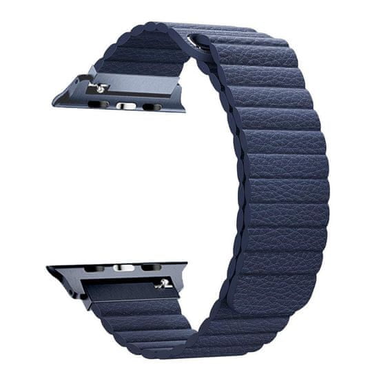 BStrap Leather Loop řemínek na Apple Watch 42/44/45mm, Dark Blue
