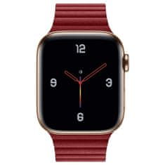 BStrap Leather Loop řemínek na Apple Watch 42/44/45mm, Red